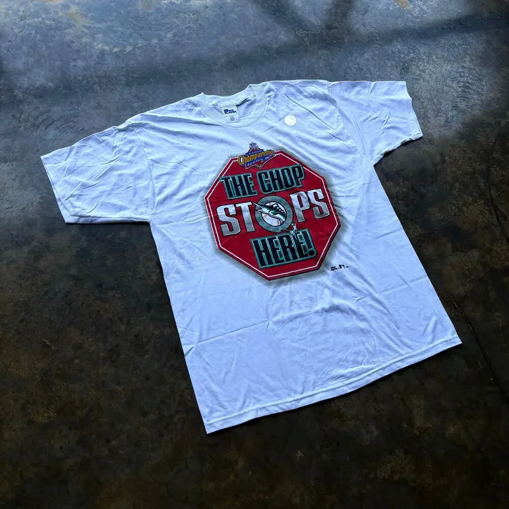 Beautiful Vintage The Chop Stops‎ Here Marlins T-shirt